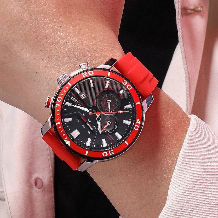 MEGIR Luxury Military Watches for Men Fashion Sport Quartz Wristwatch Waterproof Silicone Band Male Clock Chronograph with Date