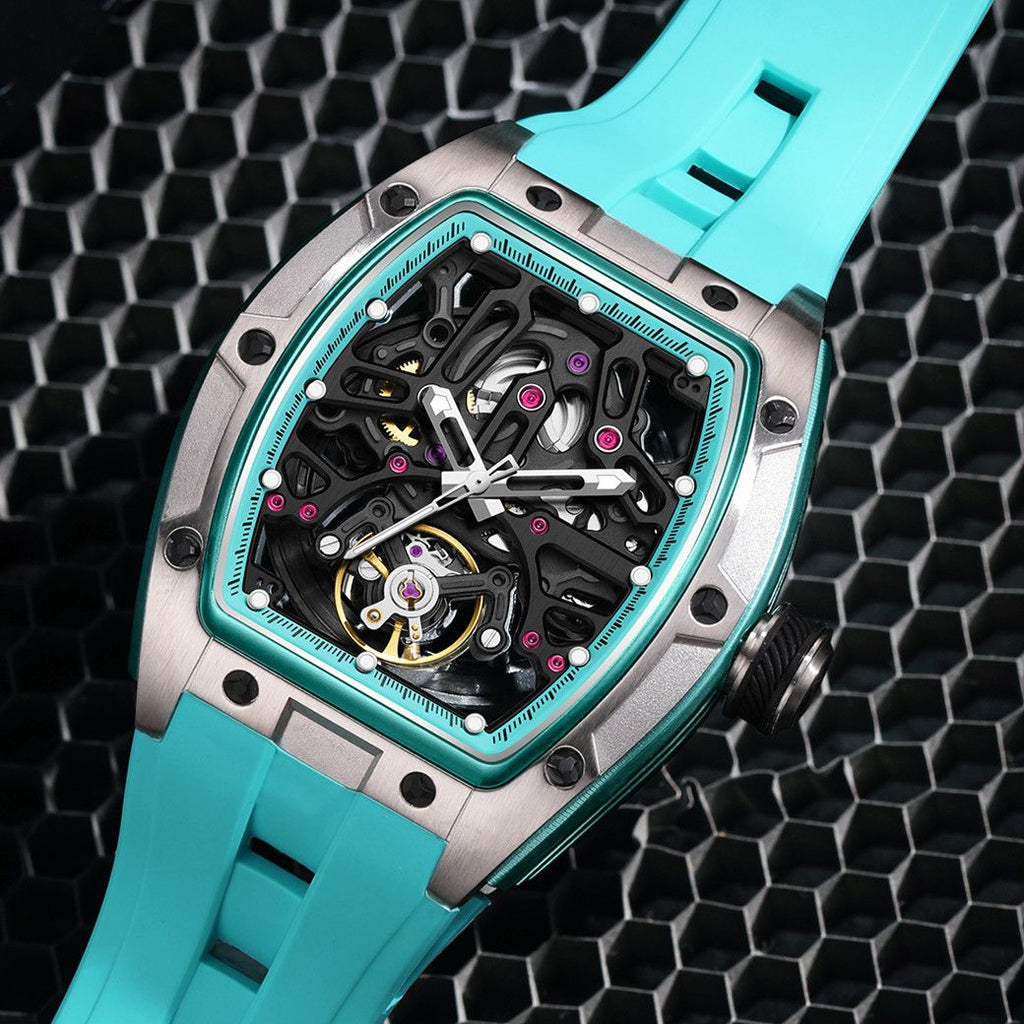 New Skeleton Dial Watches for Men Stainless Steel Case Automatic Mechanical Wristwatch Waterproof Luminous Sport Watch 9198-1