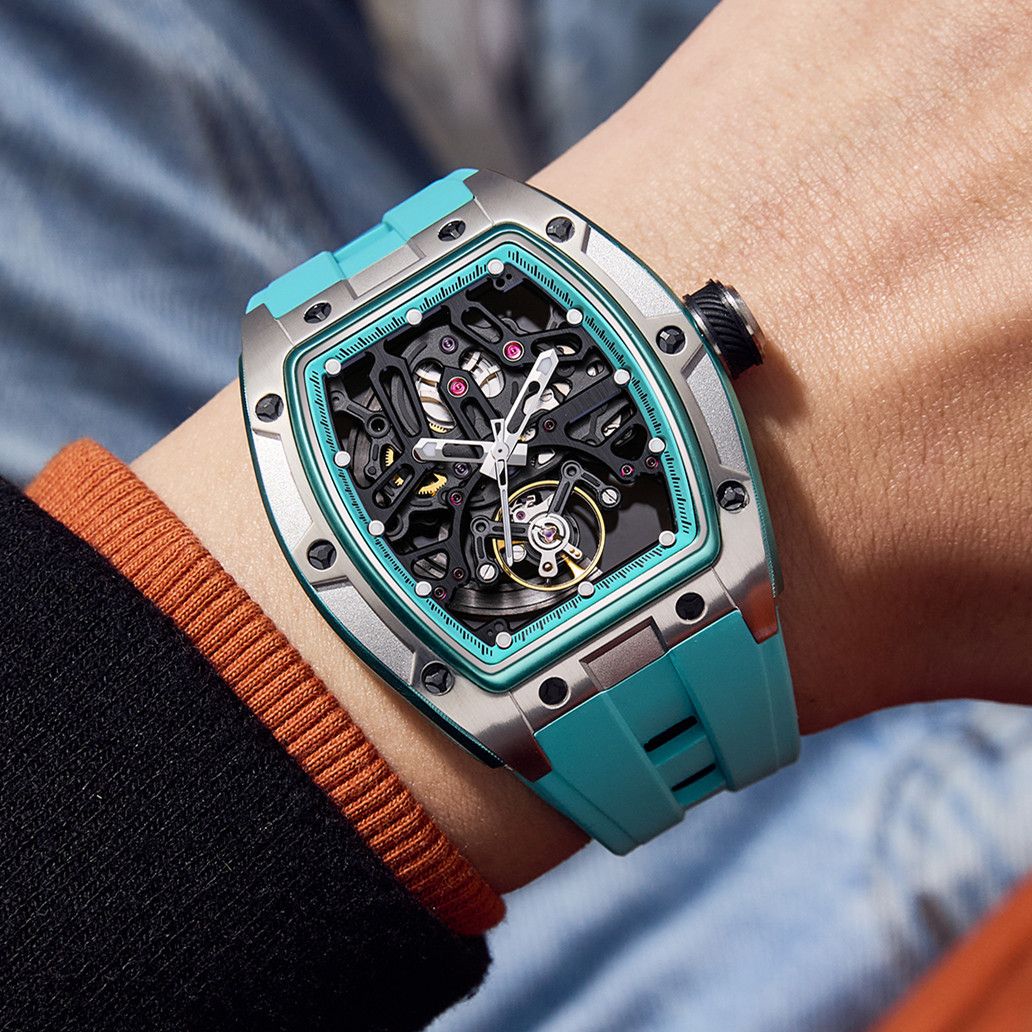 New Skeleton Dial Watches for Men Stainless Steel Case Automatic Mechanical Wristwatch Waterproof Luminous Sport Watch 9198-1