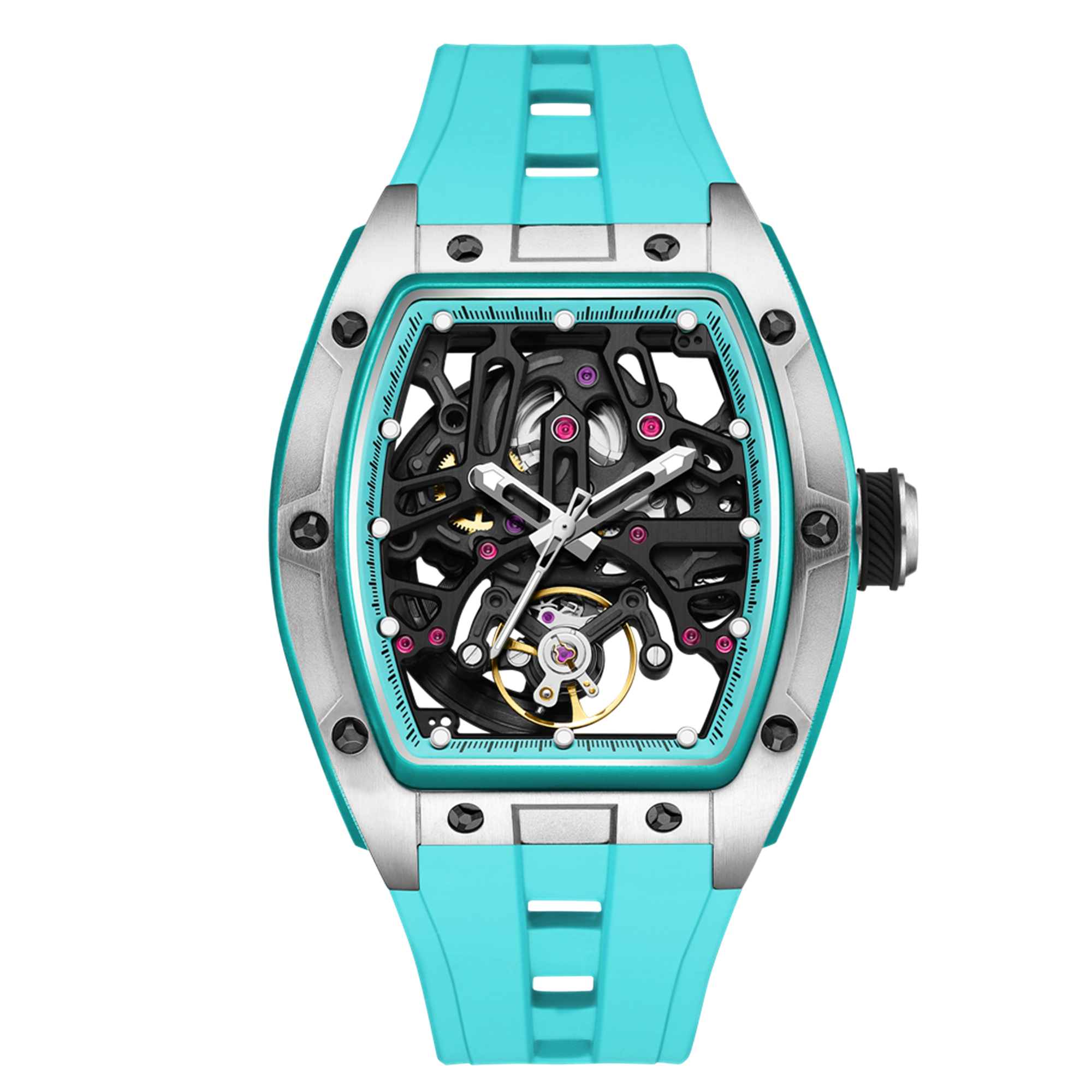 New Skeleton Dial Watches for Men Stainless Steel Case Automatic Mechanical Wristwatch Waterproof Luminous Sport Watch 9198-1