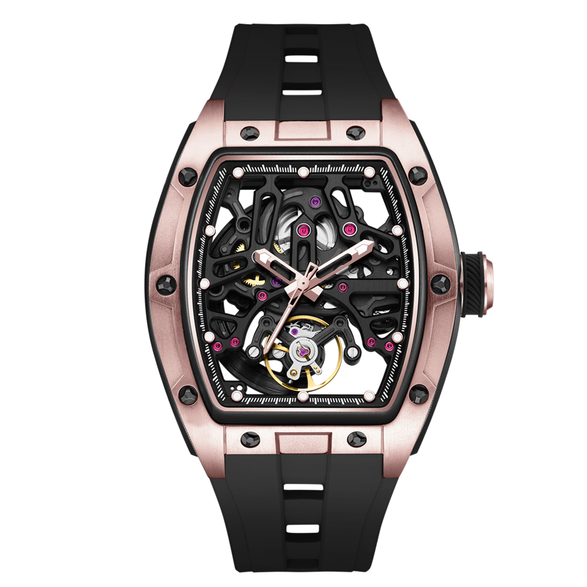 New Skeleton Dial Watches for Men Stainless Steel Case Automatic Mechanical Wristwatch Waterproof Luminous Sport Watch 9198-1