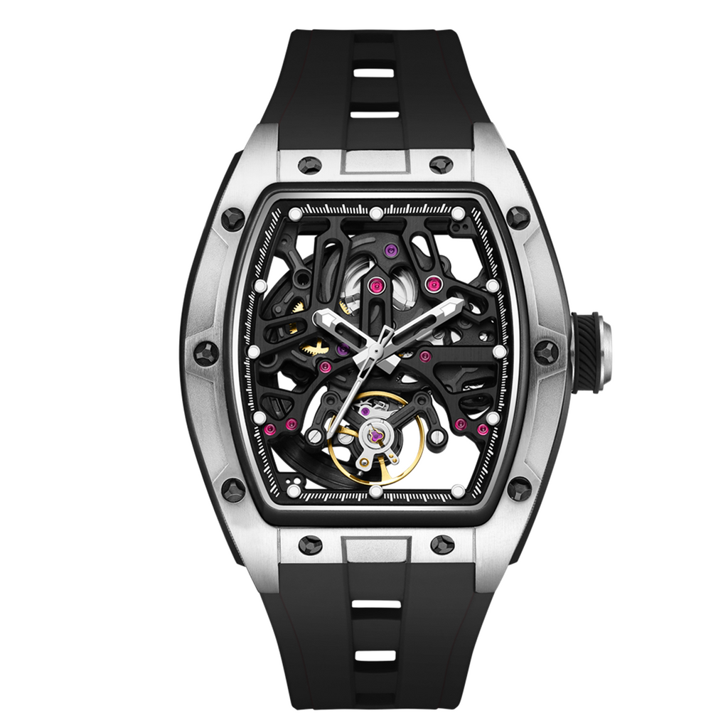 New Skeleton Dial Watches for Men Stainless Steel Case Automatic Mechanical Wristwatch Waterproof Luminous Sport Watch 9198-1