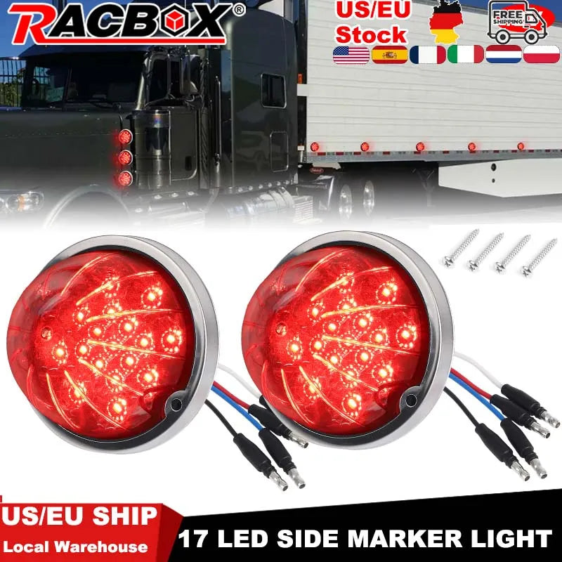 2/4pcs 17 Led Tail Brake Light Side Marker Light Turn Signal Lamp Indicators Warning Light Taillight For Truck Tractor Lorry 12V