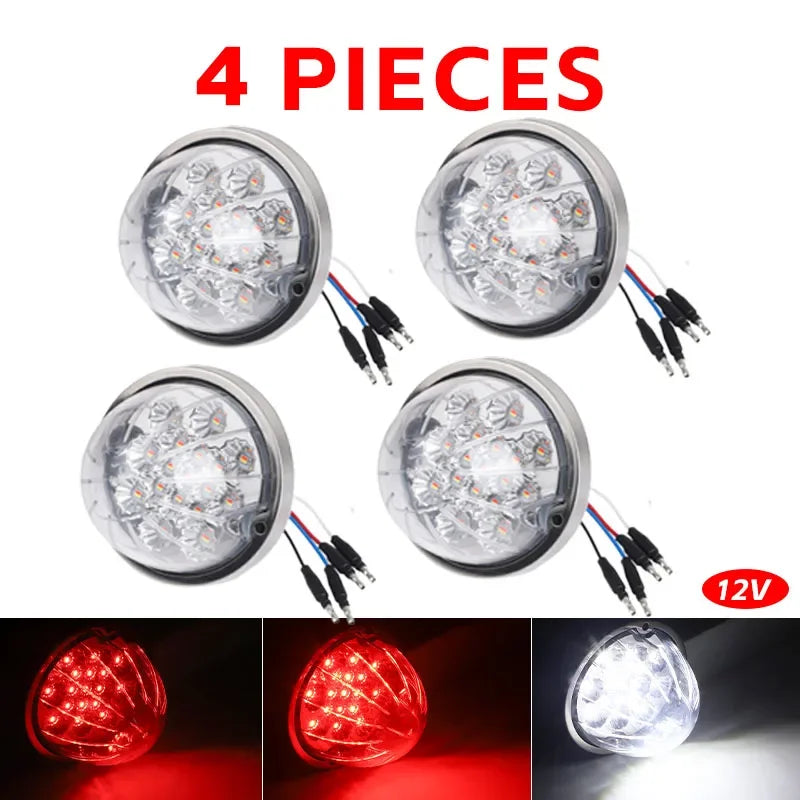 2/4pcs 17 Led Tail Brake Light Side Marker Light Turn Signal Lamp Indicators Warning Light Taillight For Truck Tractor Lorry 12V