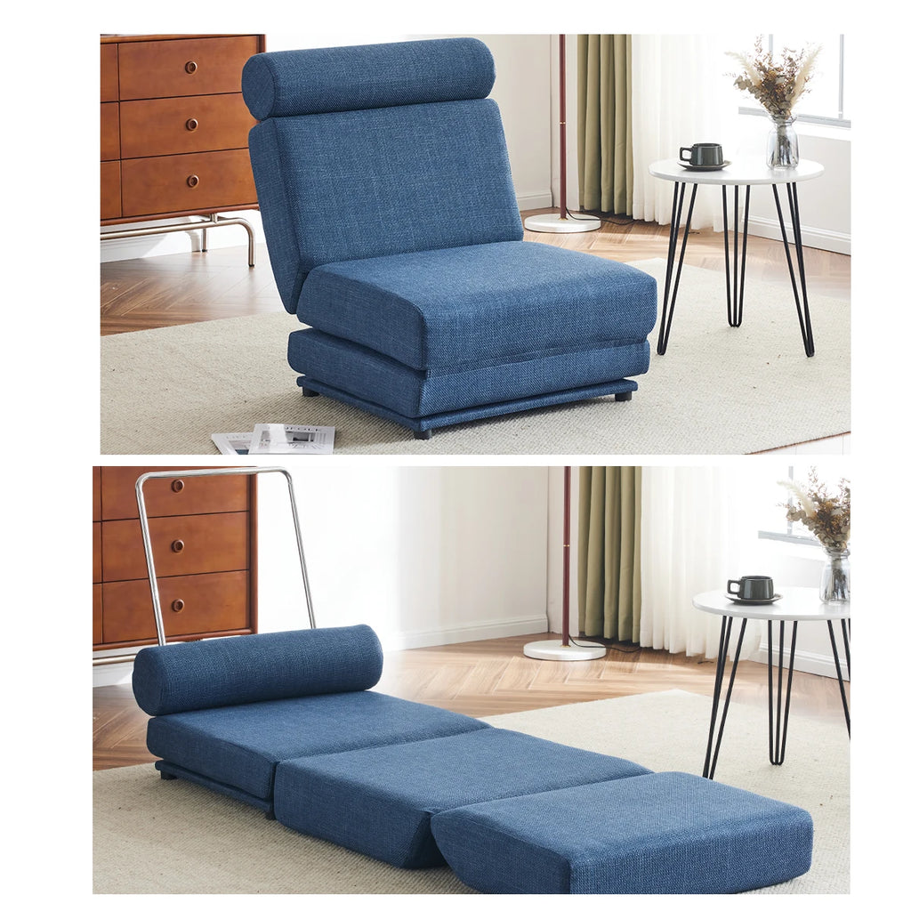 Single Sofa Chair Foldable Single Sofa Bed with Pillow,Portable Foldable Sofa Bed,Leisure Sofa Chair,Easy to Store,Made of Linen