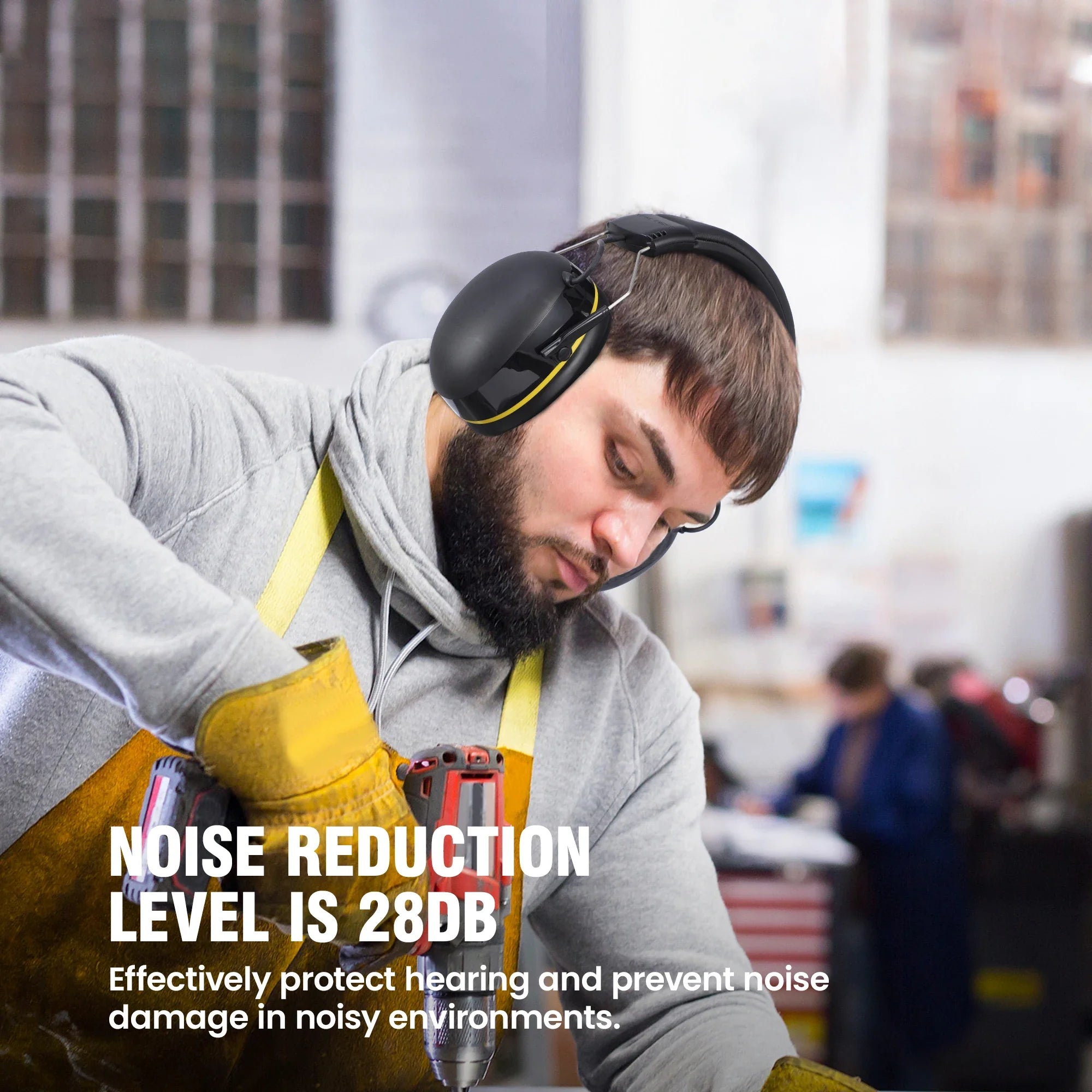 NNEOBA Rechargeable Noise Reduction Earmuffs Yellow