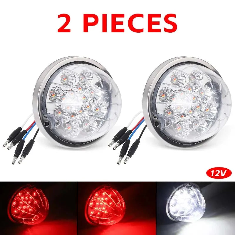 2/4pcs 17 Led Tail Brake Light Side Marker Light Turn Signal Lamp Indicators Warning Light Taillight For Truck Tractor Lorry 12V