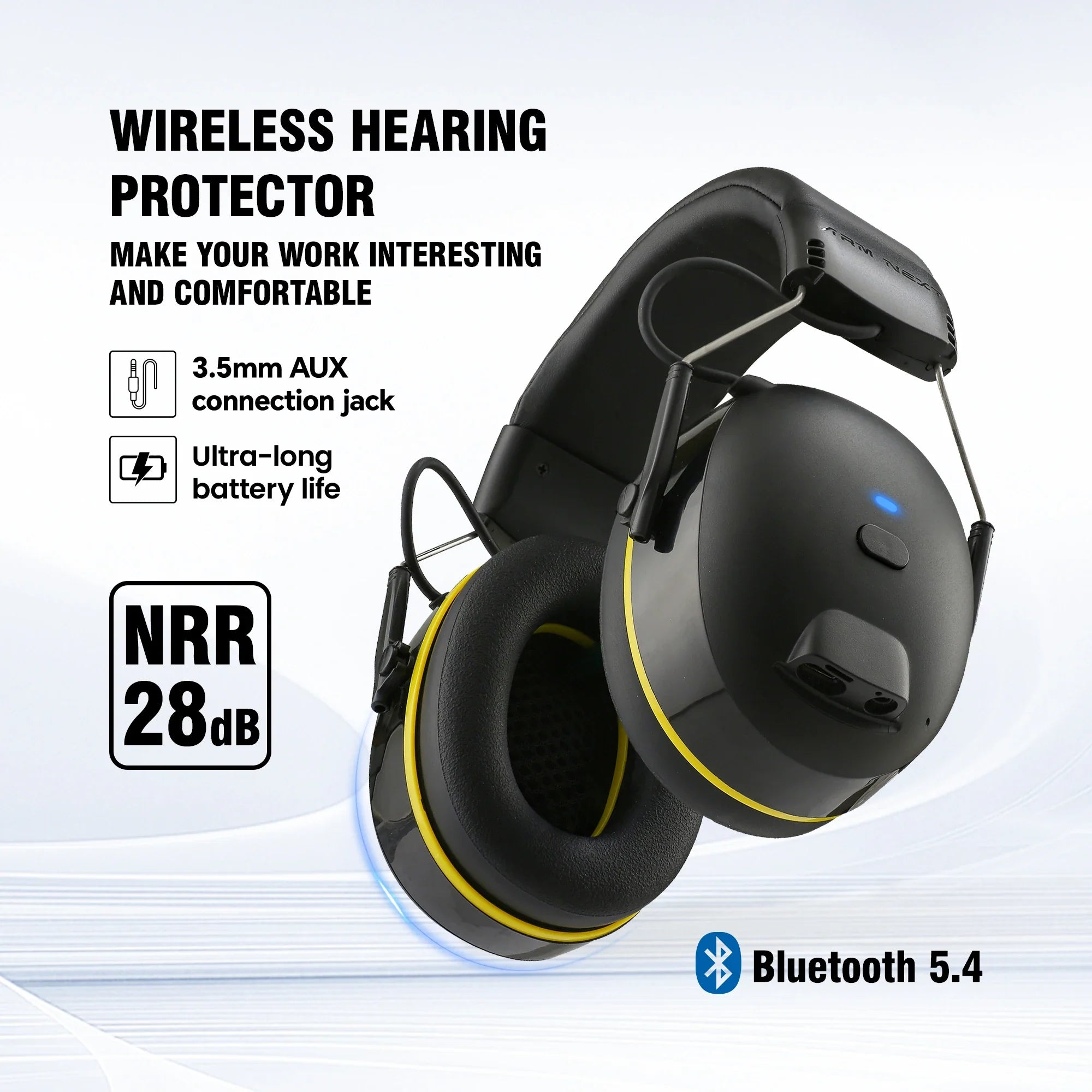 NNEOBA Rechargeable Noise Reduction Earmuffs Yellow
