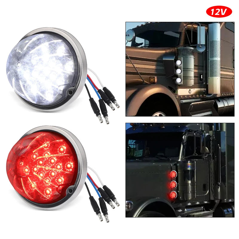 2/4pcs 17 Led Tail Brake Light Side Marker Light Turn Signal Lamp Indicators Warning Light Taillight For Truck Tractor Lorry 12V